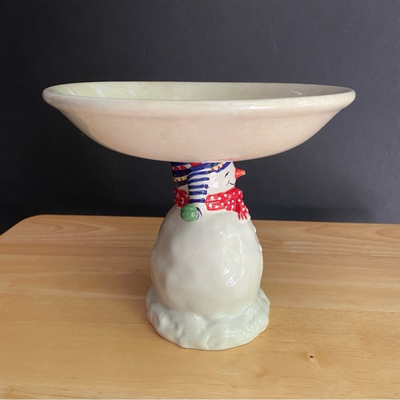 ONEIDA Snowman Winter Compote Ceramic Dish - Picture 5 of 8